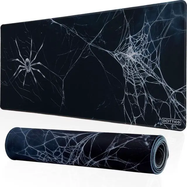 Main image of XL (31.5×11.8 in) Spider Web Mouse Pad for Desk - Large Desk Mat for Keyboard and Mouse - PC Horror Gaming Mousepad with Non-Slip Water-Resistant Rubber Base, Stitched Edges (80x30 cm)
