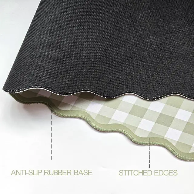 Alt view image 5 of 7 - Scalloped Green Checkered Desk Mat Cute Pastel Large Gaming Mouse Pad Gingham Kawaii Cottagecore Vintage Girly Keyboard Computer Mat Aesthetic Desk Pad Accessories Office Decor for Women