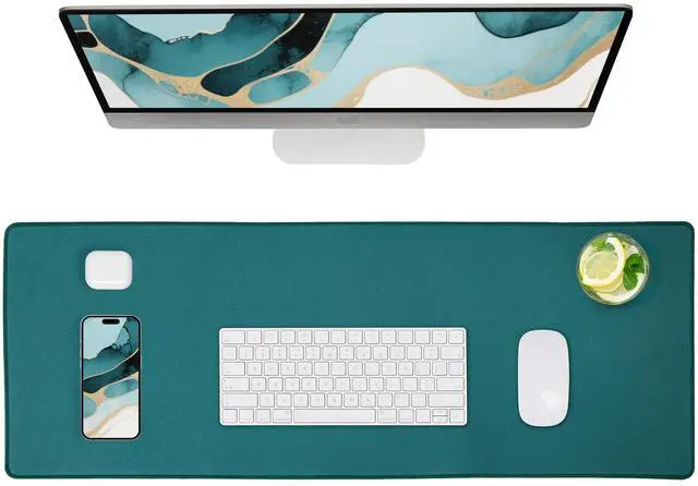 Main image of Dark Green Waterproof Desk Mat,Large Extended Mouse Mat,Office Desk Protector with Anti-Slip Base,Stitched Edge,Grain Jacquard Surface,Perfect for Gamer,Office&Home, XL(11.81''x27.56''x0.12'')
