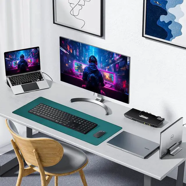 Alt view image 2 of 7 - Dark Green Waterproof Desk Mat,Large Extended Mouse Mat,Office Desk Protector with Anti-Slip Base,Stitched Edge,Grain Jacquard Surface,Perfect for Gamer,Office&Home, XL(11.81''x27.56''x0.12'')