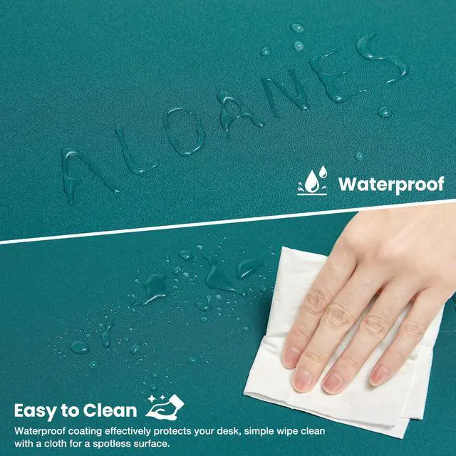 Alt view image 4 of 7 - Dark Green Waterproof Desk Mat,Large Extended Mouse Mat,Office Desk Protector with Anti-Slip Base,Stitched Edge,Grain Jacquard Surface,Perfect for Gamer,Office&Home, XL(11.81''x27.56''x0.12'')