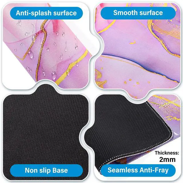 Alt view image 7 of 7 - Pink Desk Mat,XXL Large Computer Gaming Mouse Pad for Desktop,Non-Slip Big Mousepad,Water-Resistant,Stitched Edge