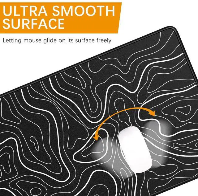 Alt view image 6 of 6 - 3 Pcs Large Gaming Mouse Pad 31.5 x 11.8in,Anti-Slip Rubber Base Mousepad, XL Keyboard Mouse Mat for Home Office, Black with White Topographic Line