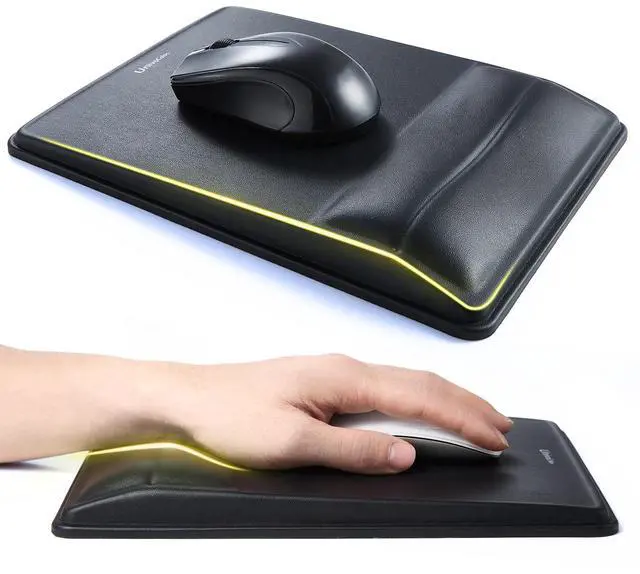 Main image of Pain Relief & Wrist Support Mouse Pad,Ergonomic Design with Contouring Memory Foam,High-Precision PU Surface,Non-Slip Base for Office/Gaming(Black)