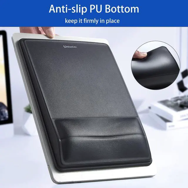 Alt view image 5 of 7 - Pain Relief & Wrist Support Mouse Pad,Ergonomic Design with Contouring Memory Foam,High-Precision PU Surface,Non-Slip Base for Office/Gaming(Black)