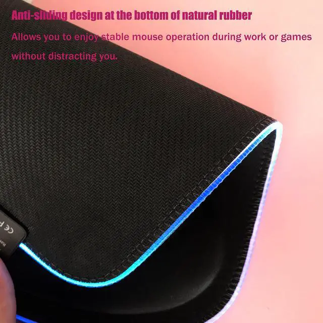 Alt view image 6 of 7 - RGB LED Mouse pad with Ergonomic Wrist Rest Support, Non-Slip Kawaii Mouse Pads, 11.8 x 8.5 Gaming Wrist Pads, Pain Relief, and Easy Typing, Gaming, Notebook Computer Work and Game (Black)