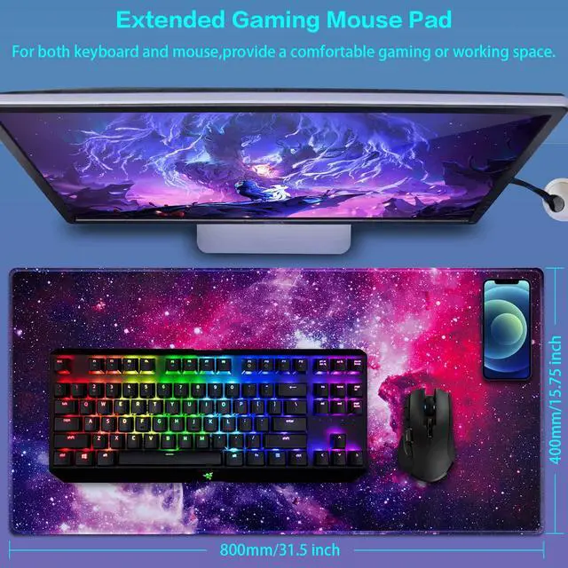 Alt view image 2 of 7 - Gaming Mouse Pad, Large Extended Mouse Pad Big Computer Mousepad for Home Office Gaming Work 31.5x15.7inch