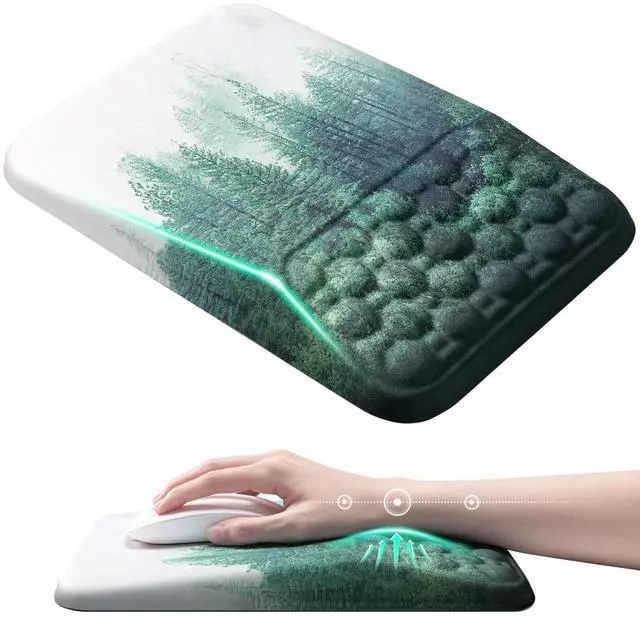 Main image of Mousepad with Wrist Rest Ergonomic Computer Comfortable Pain Relief Mouse Pad Wrist Support Green Forest Pattern