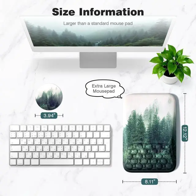 Alt view image 6 of 7 - Mousepad with Wrist Rest Ergonomic Computer Comfortable Pain Relief Mouse Pad Wrist Support Green Forest Pattern