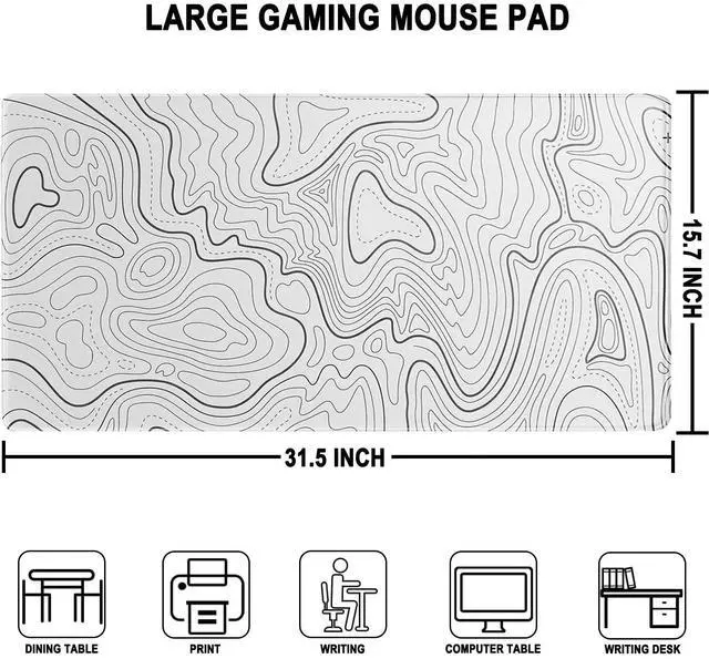 Alt view image 4 of 7 - Large Mouse Pad, Water Resist Extra Gaming Large Mousepad with Stitched Edges, 31.5" x 15.7" Non-Slip Rubber Base Office Big Long Keyboard Pad for Office Gamer Home XXL, White