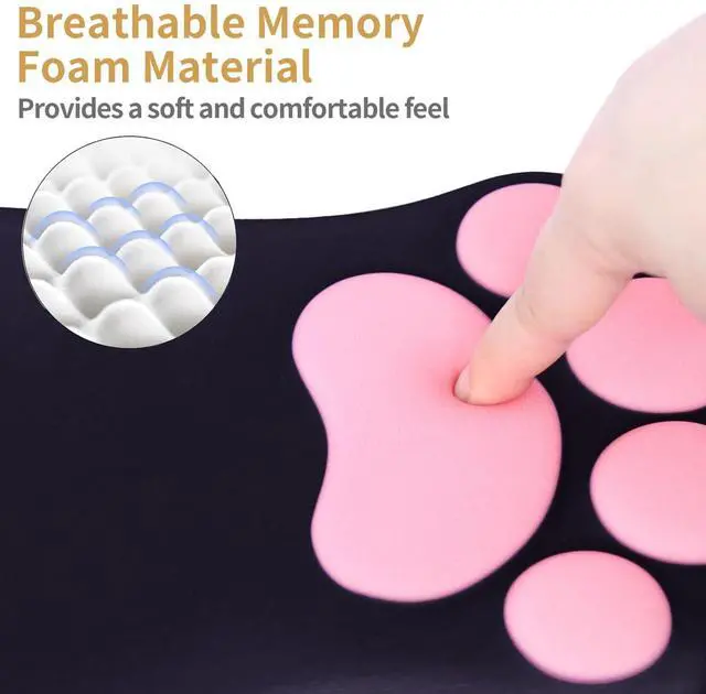 Alt view image 3 of 7 - Ergonomic Mouse Pad with Wrist Rest,Cute Cat Paw Mousepad Wrist Support,Comfortable Massage Design Computer Pain Relief Mouse Pad with Non-Slip PU Base for Desk Laptop Gaming Office,Black
