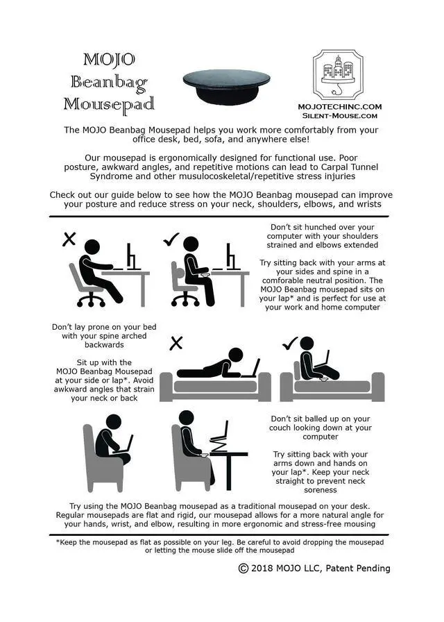 Alt view image 2 of 7 - Beanbag Ergonomic Mousepad - Comfortable Mouse Pad for Sofa, Bed, Lap, Couch, and Anywhere Else (Black Leather)