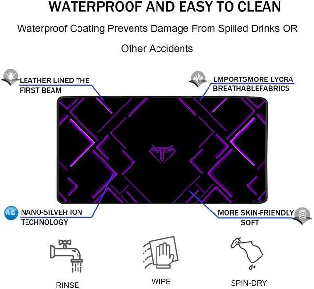 Alt view image 4 of 6 - Large Extended Gaming Mouse Pad, Long Mouse Pads, Extra Large Big Mouse Pad with Stitched Edge, XXL Non-Slip Computer Computer Keyboard Mat for Gamer/Desktop/Office/Home, Purple