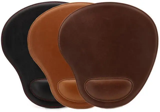Alt view image 7 of 7 - PU Leather Oval Shape Non-Slip Mousepad with Wrist Rest Support, Waterproof Surface, Comfort Memory Foam, Light Ergonomic Design Mouse Pad for Laptop, Desktop