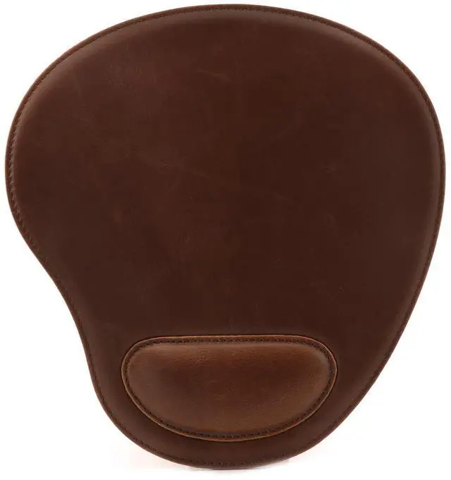 Alt view image 3 of 7 - PU Leather Oval Shape Non-Slip Mousepad with Wrist Rest Support, Waterproof Surface, Comfort Memory Foam, Light Ergonomic Design Mouse Pad for Laptop, Desktop