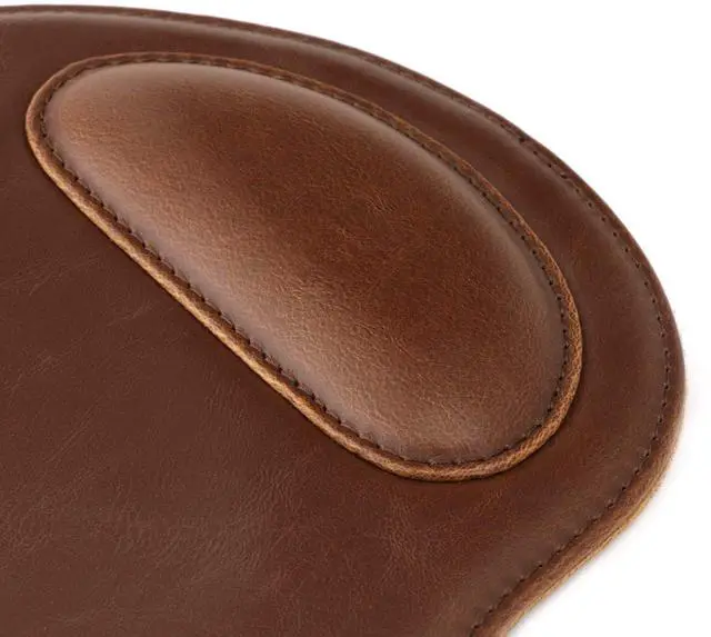 Alt view image 2 of 7 - PU Leather Oval Shape Non-Slip Mousepad with Wrist Rest Support, Waterproof Surface, Comfort Memory Foam, Light Ergonomic Design Mouse Pad for Laptop, Desktop