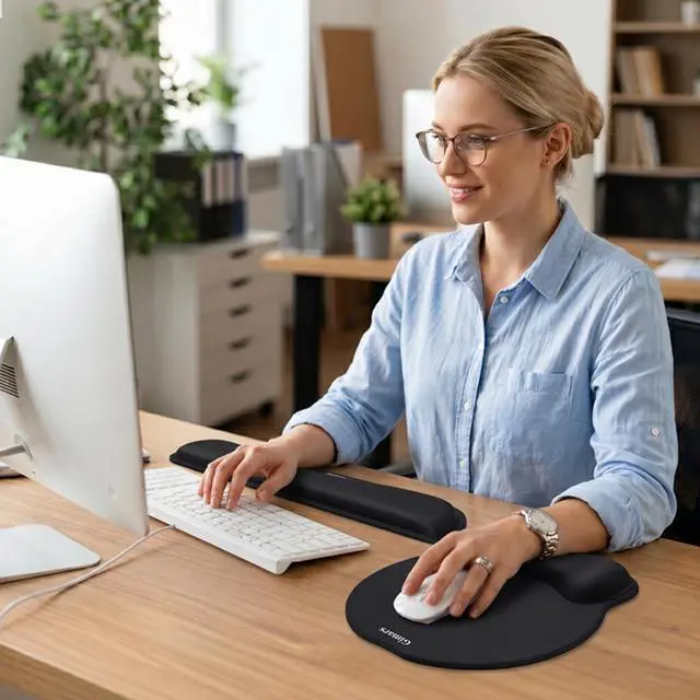 Alt view image 2 of 7 - Upgrade Enlarge Superfine Fibre Soft Smooth Gel Ergonomic Mouse Pad Wrist Support and Keyboard Wrist Rest for Computer, Laptop, Mac, Gaming and Office, Durable, Comfortable and Pain Relief