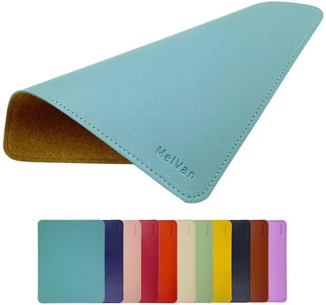 Main image of PU Leather Mouse Pad with Stitched Edge, Wood Mousepad, Waterproof Gaming Mouse Pad Mat for Computers, Laptop, Office & Home, 10.2" x 8.3", 1 Pack (Azury)