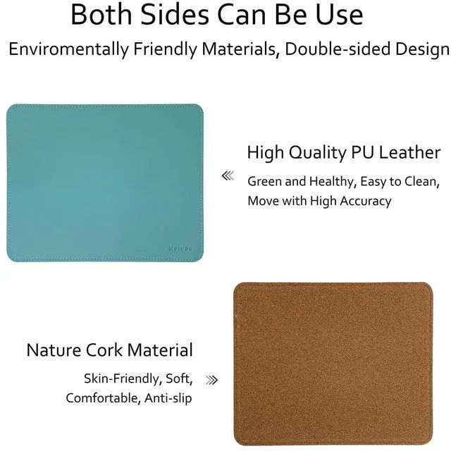 Alt view image 2 of 7 - PU Leather Mouse Pad with Stitched Edge, Wood Mousepad, Waterproof Gaming Mouse Pad Mat for Computers, Laptop, Office & Home, 10.2" x 8.3", 1 Pack (Azury)