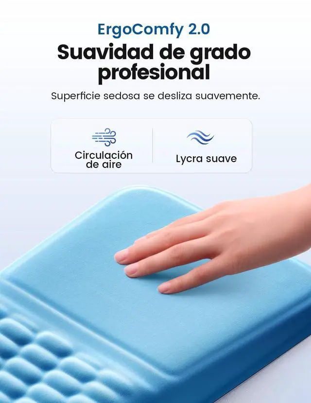 Alt view image 6 of 7 - Ergonomic Mouse Pad with Wrist Rest Memory Foam Mouse Pad with Wrist Support & Massage Bulge, Non-Slip PU Base, Relieves Carpal Tunnel Pain Ideal Mouse Wrist Rest for Office & Home (Blue)