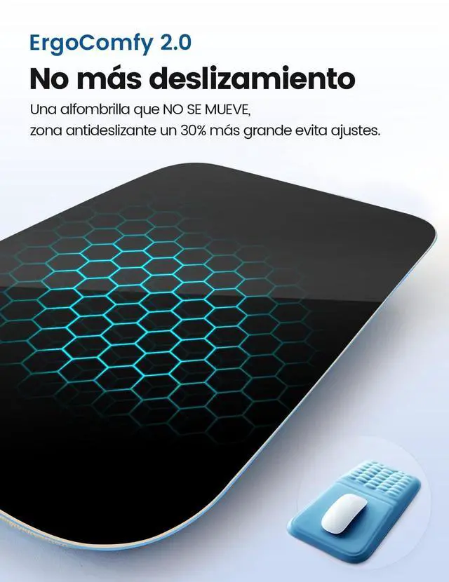 Alt view image 7 of 7 - Ergonomic Mouse Pad with Wrist Rest Memory Foam Mouse Pad with Wrist Support & Massage Bulge, Non-Slip PU Base, Relieves Carpal Tunnel Pain Ideal Mouse Wrist Rest for Office & Home (Blue)