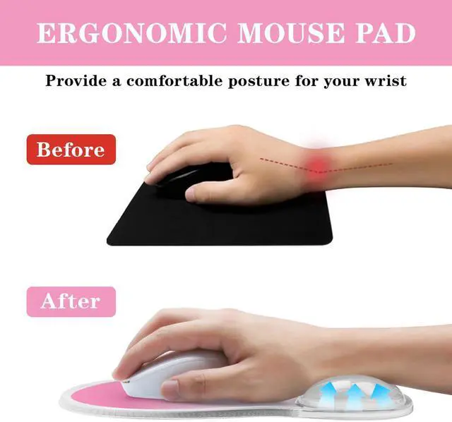 Alt view image 2 of 7 - Mouse Pad with Wrist Rest,Ergonomic Mouse Pad with Comfortable Gel Wrist Rest Support and Non-Slip PU Base for Easy Typing Pain Relief, Durable and Washable (Transparent Pink Gradient)