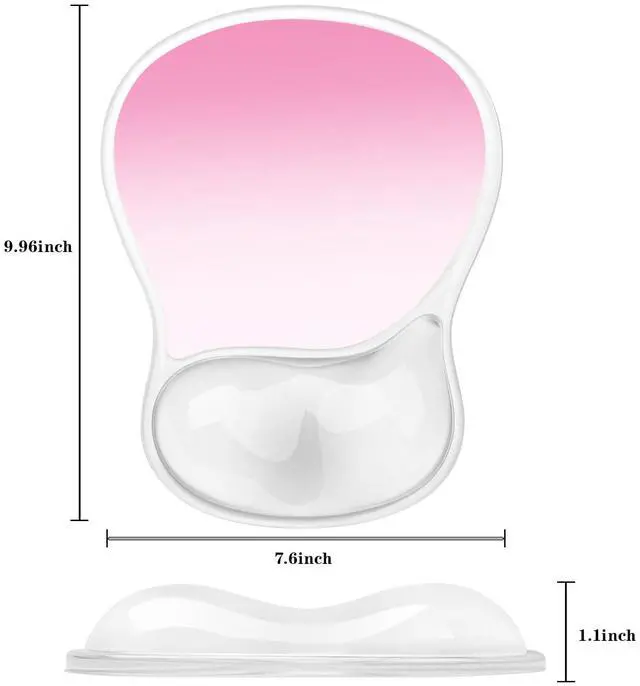 Alt view image 6 of 7 - Mouse Pad with Wrist Rest,Ergonomic Mouse Pad with Comfortable Gel Wrist Rest Support and Non-Slip PU Base for Easy Typing Pain Relief, Durable and Washable (Transparent Pink Gradient)