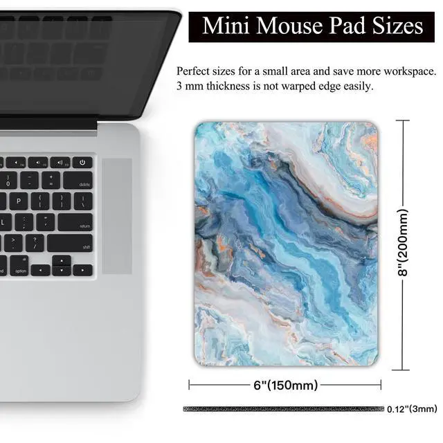 Alt view image 2 of 7 - Small Mouse Pad, Mini Mouse Pad 6 X 8 Inch with Non-Slip Rubber Base for Keyboard Tray Laptops Wireless Mouse Home Office Travel, Washable & Portable (Abstract Colorful Marble 01)