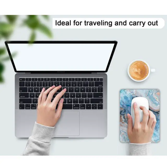 Alt view image 6 of 7 - Small Mouse Pad, Mini Mouse Pad 6 X 8 Inch with Non-Slip Rubber Base for Keyboard Tray Laptops Wireless Mouse Home Office Travel, Washable & Portable (Abstract Colorful Marble 01)