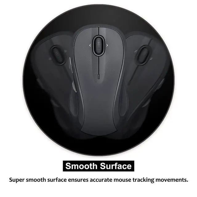 Alt view image 6 of 7 - Mini Round Mouse Pad 6 x 6 Inch, Small Mouse Mat Non-Slip Rubber Base for Laptop PC Office Working Wireless Mouse Home Office Travel, Portable & Washable Black