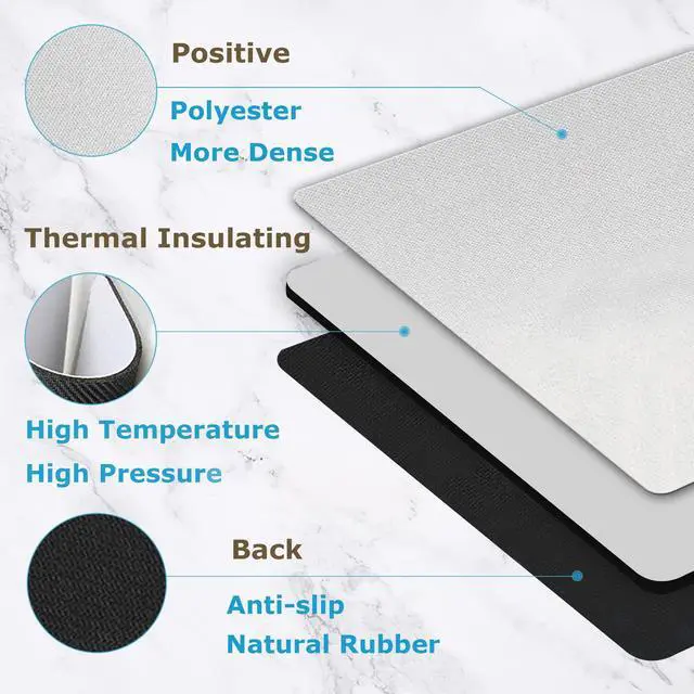Alt view image 2 of 6 - 10pcs Sublimation Mouse Pad Blank Mouse Pad Sublimation Blanks Mousepad for Sublimation Transfer Heat Press Printing Crafts Non Slip Bottom 24x20x0.3CM
