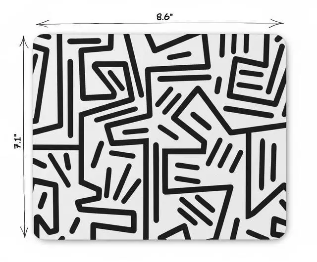 Alt view image 5 of 5 - Small White Mouse Pad with Black Line Art Design | Small Mouse Pad for Laptop or Desktop Computer with 1980s Pop Art Design | Smooth Surface for Easy Mousepad Tracking, Non-Slip Base (8.6"x7.1")