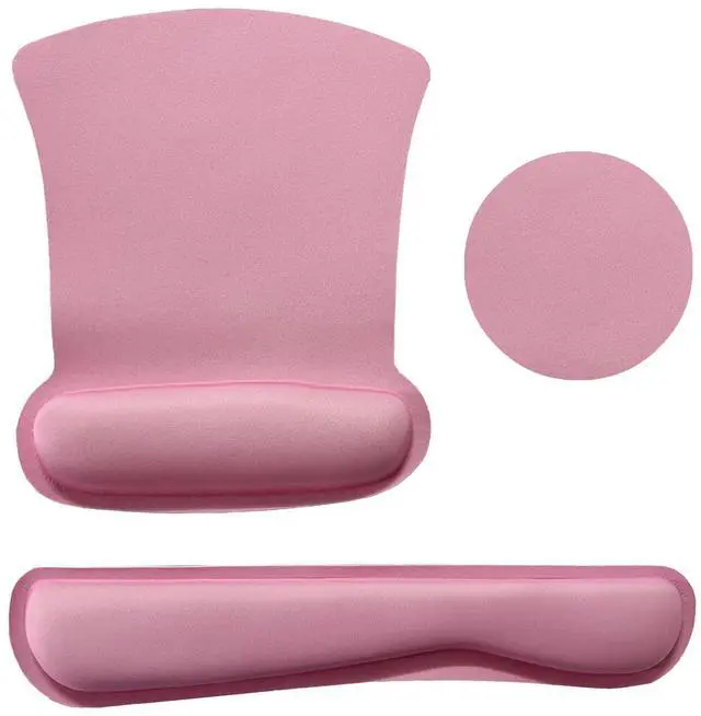 Main image of Keyboard Wrist Rest Pad Mouse Pad with Wrist Support Set of 3, Gaming Mousepad with Non-Slip Rubber Base, Ergonomic Memory Foam Mouse Cushion Support for Home Office Laptop Computer, Pink