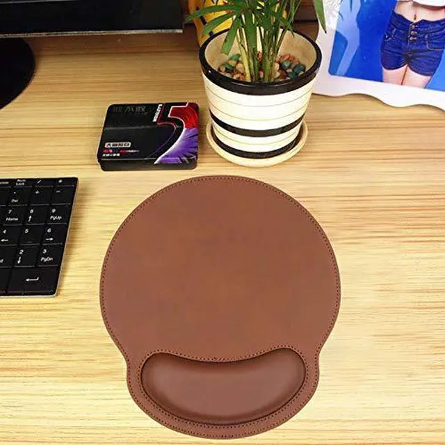 Alt view image 4 of 7 - Leather Mouse Pad Wrist Support Ergonomic Memory Foam - Lightweight Rest Nonslip Mousepad for Office,Gaming,Computer, Laptop & Mac,at Home Or Work (Coffee)