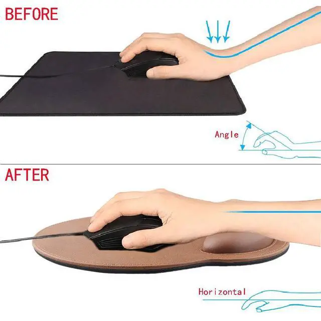 Alt view image 5 of 7 - Leather Mouse Pad Wrist Support Ergonomic Memory Foam - Lightweight Rest Nonslip Mousepad for Office,Gaming,Computer, Laptop & Mac,at Home Or Work (Coffee)