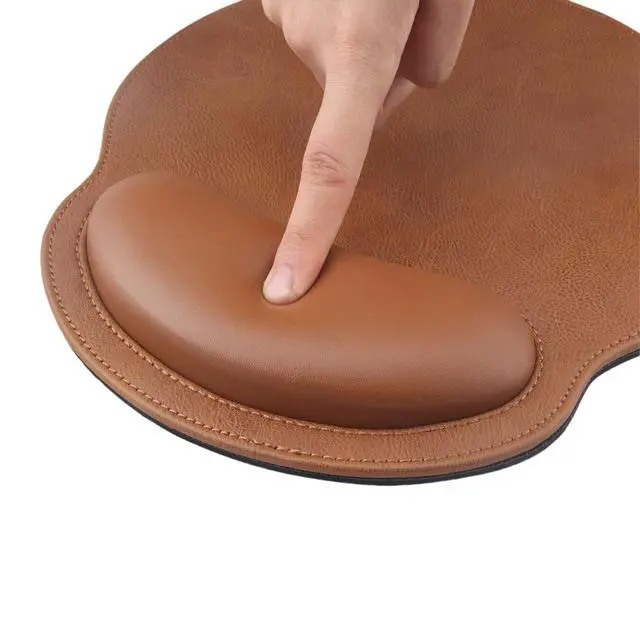 Alt view image 3 of 7 - Leather Mouse Pad Wrist Support Ergonomic Memory Foam - Lightweight Rest Nonslip Mousepad for Office,Gaming,Computer, Laptop & Mac,at Home Or Work (Coffee)