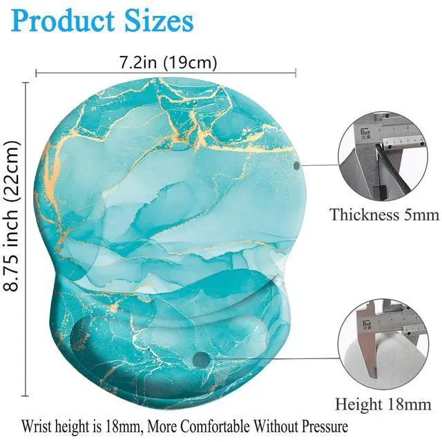 Alt view image 2 of 6 - Mouse Pad Ergonomic Mouse Pad with Wrist Support Pain Relief Comfort Wrist Rest Pad with Non-Slip PU Base for Gaming, Home, Office & Travel, Green Marble