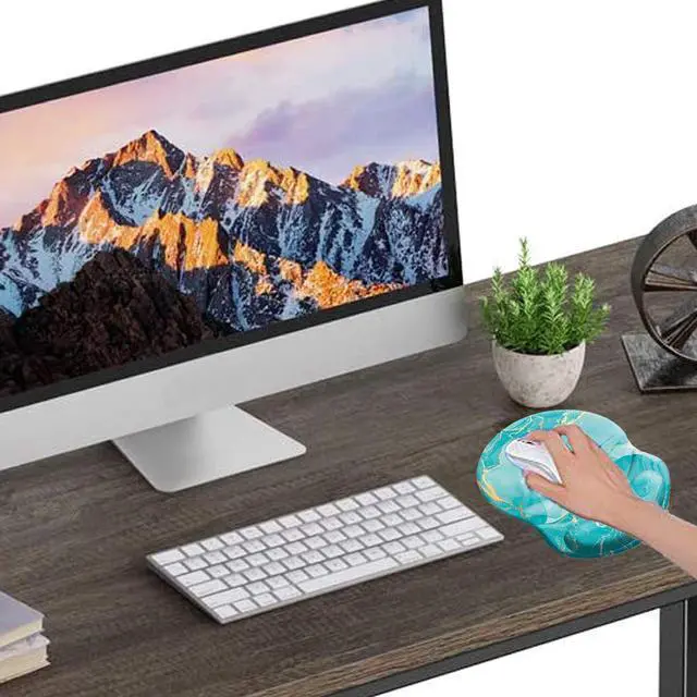 Alt view image 5 of 6 - Mouse Pad Ergonomic Mouse Pad with Wrist Support Pain Relief Comfort Wrist Rest Pad with Non-Slip PU Base for Gaming, Home, Office & Travel, Green Marble