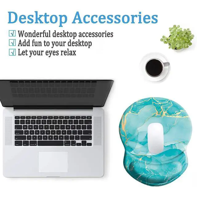 Alt view image 6 of 6 - Mouse Pad Ergonomic Mouse Pad with Wrist Support Pain Relief Comfort Wrist Rest Pad with Non-Slip PU Base for Gaming, Home, Office & Travel, Green Marble