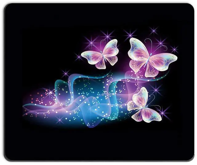 Main image of Mouse Pad, Square Mousepad, Personalized Premium-Textured, Non-Slip Rubber Base Mouse Mat, Waterproof Gaming Mouse Pad for Wireless Mouse, Computers, Laptop, Office, Home (Purple Butterfly)