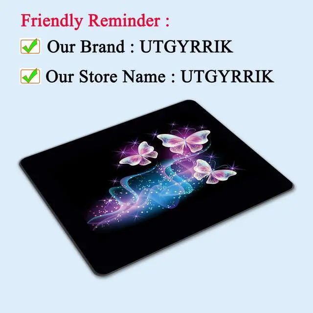 Alt view image 2 of 7 - Mouse Pad, Square Mousepad, Personalized Premium-Textured, Non-Slip Rubber Base Mouse Mat, Waterproof Gaming Mouse Pad for Wireless Mouse, Computers, Laptop, Office, Home (Purple Butterfly)