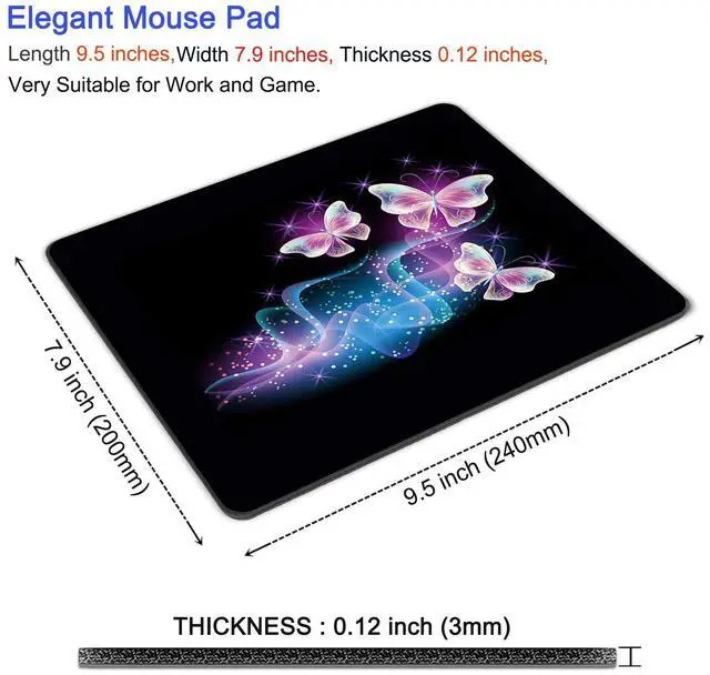 Alt view image 4 of 7 - Mouse Pad, Square Mousepad, Personalized Premium-Textured, Non-Slip Rubber Base Mouse Mat, Waterproof Gaming Mouse Pad for Wireless Mouse, Computers, Laptop, Office, Home (Purple Butterfly)