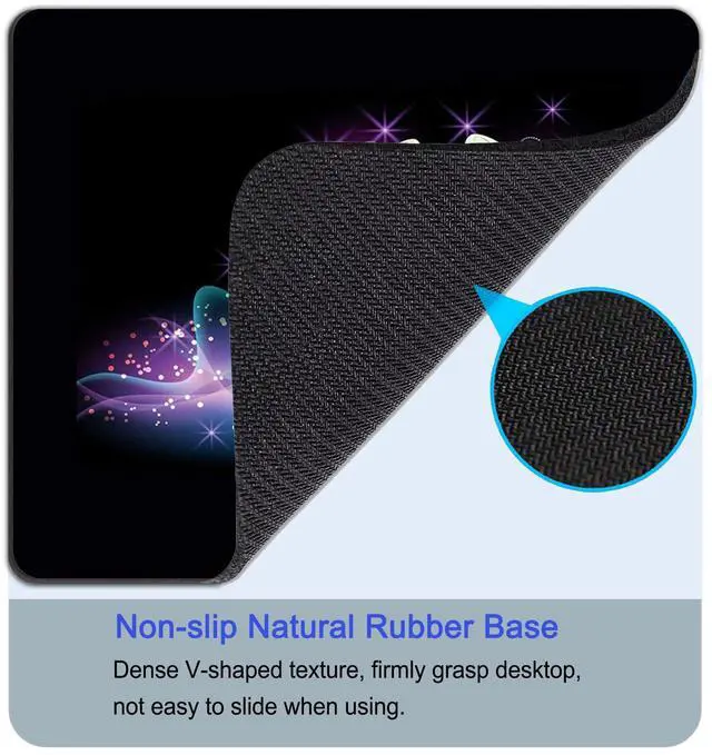 Alt view image 5 of 7 - Mouse Pad, Square Mousepad, Personalized Premium-Textured, Non-Slip Rubber Base Mouse Mat, Waterproof Gaming Mouse Pad for Wireless Mouse, Computers, Laptop, Office, Home (Purple Butterfly)