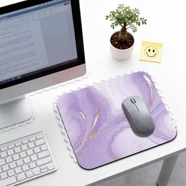 Alt view image 3 of 7 - Purple Gold Marble Mouse Pads for Desk, Portable Computer Mouse Pad Small Square Mousepad, Non-Slip Rubber Base Design for Office Desk Accessories 9.5" x 7.9"