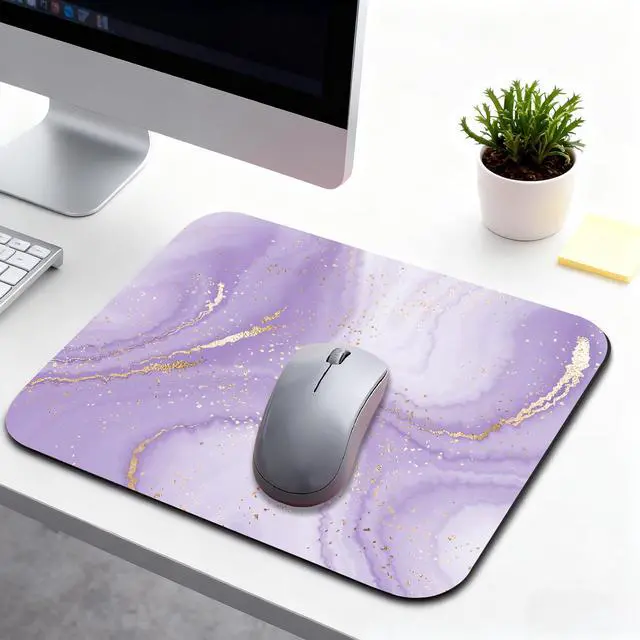 Alt view image 6 of 7 - Purple Gold Marble Mouse Pads for Desk, Portable Computer Mouse Pad Small Square Mousepad, Non-Slip Rubber Base Design for Office Desk Accessories 9.5" x 7.9"
