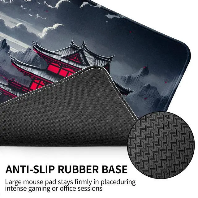Alt view image 5 of 7 - Anime Mouse Pad, 31.5 x 11.8" Large Mouse Pad for Desk, Expanded Black Gaming Mousepad with Stitched Edges, Non-Slip Japanese Dark Moon Keyboard Mat for Gaming Home Office