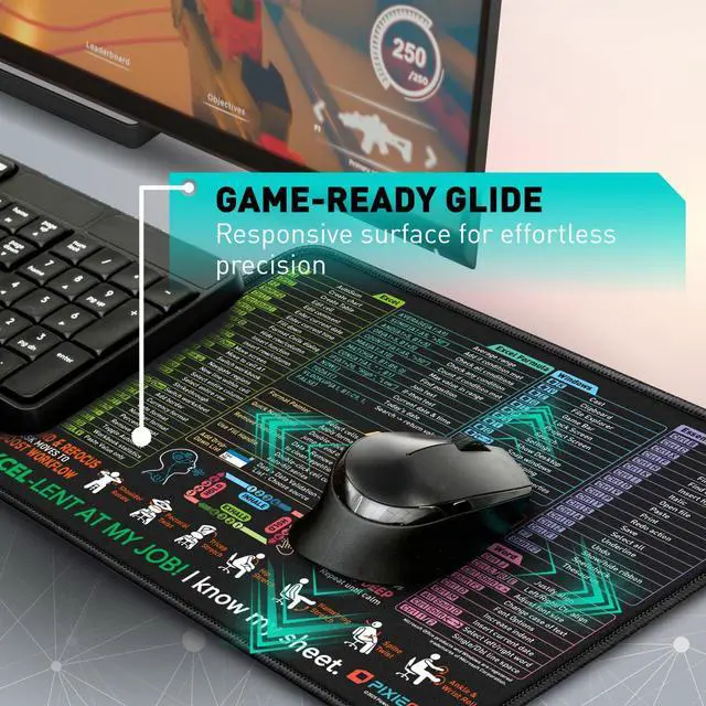 Alt view image 6 of 6 - Excel Shortcut Mouse Pad with Windows, Word & PowerPoint Shortcuts - Small Excel Cheat Sheet Desk Pad | Non-Slip Stitched Gaming Mousepad | Large Mouse Pads for Desk Computers & Workstations