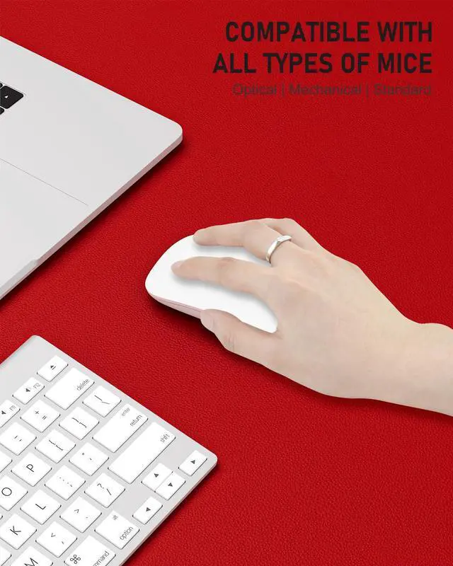 Alt view image 4 of 7 - Desk Pad, 23.6" x 13.8" PU Leather Non-Slip Desk Mat Large Mouse Pad for Desktop, Waterproof Laptop Computer Writing Mat for Office, Home, Work, Gaming, Bright Red