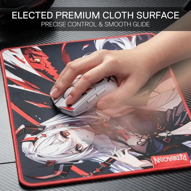 Alt view image 3 of 6 - EISA P047S Anime Gaming Mouse Pad - Smooth Spandex Surface, Anti-Slip Rubber Base, Spill-Resistant, Durable 3mm Thick Design, 13 x 10 inches, Black