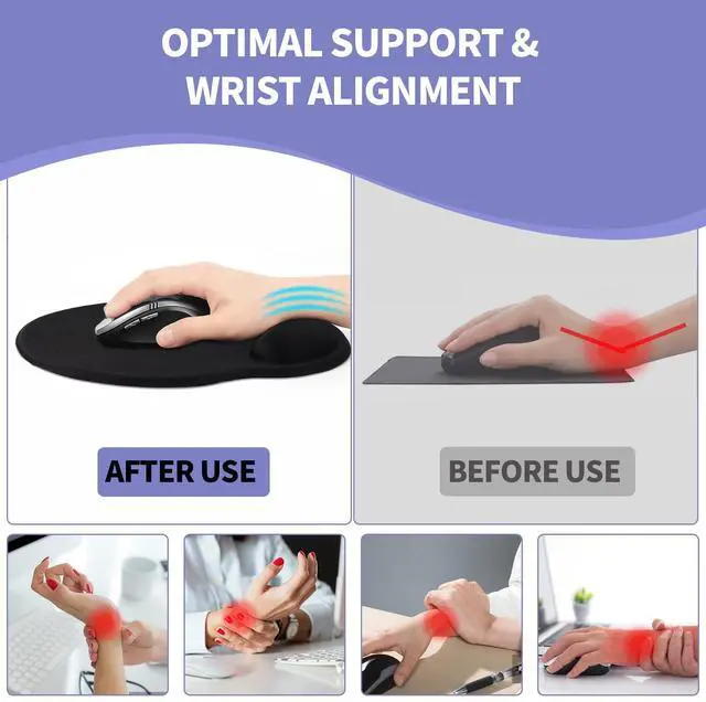 Alt view image 4 of 7 - Mouse Pad with Wrist Rest, Comfortable Computer Mousepad with Gel Wrist Support Smooth Surface and Non-Slip PU Base for Pain Relief, Laptop, Office & Home (Golden Quicksand Marble)